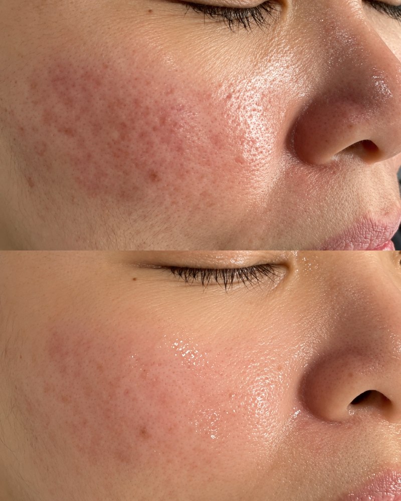 Microneedling before and after at Beleza Clinic