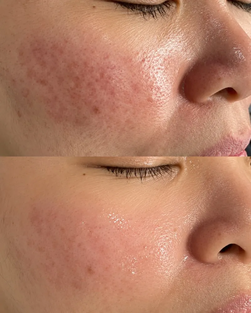 Microneedling before and after at Beleza Clinic